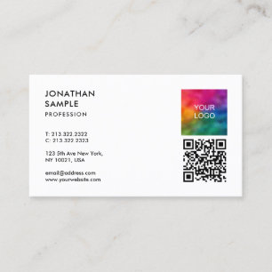 Carte De Visite Votre logo QR Code Moderne Elegant Professionnel