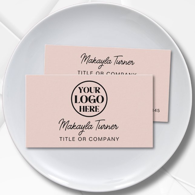 Carte De Visite Votre logo Rose Pâle Professionnel (Créateur téléchargé)