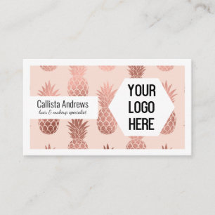 Carte De Visite Votre logo Rose Tropical Gold - Ananas
