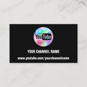 CARTE DE VISITE VOTRE NOM DE CANAL YOUTUBER SUSCRIBE LOGO QR NOIR