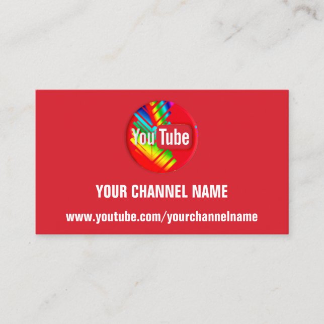CARTE DE VISITE VOTRE NOM DE CANAL YOUTUBER SUSCRIBE RAINBOW RED (Devant)