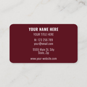 Carte De Visite Votre nom d'entreprise Promotionnels Couleurs pers
