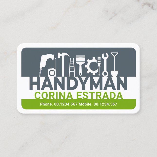 Carte De Visite Votre nom Handyman Tools Signer (Devant)