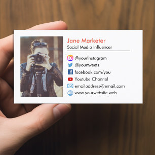 Carte De Visite Votre photo  Icônes des médias sociaux Youtube, 