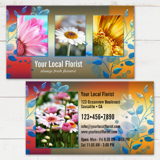 Carte De Visite Votre Portfolio de fleuriste Fleurs Colorées 4 Pho