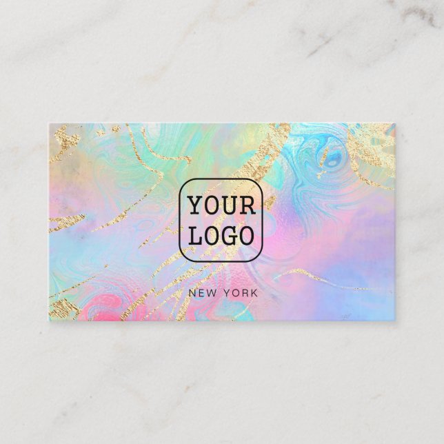 Carte De Visite votre propre logo sur l'effet holographique FAUX (Devant)