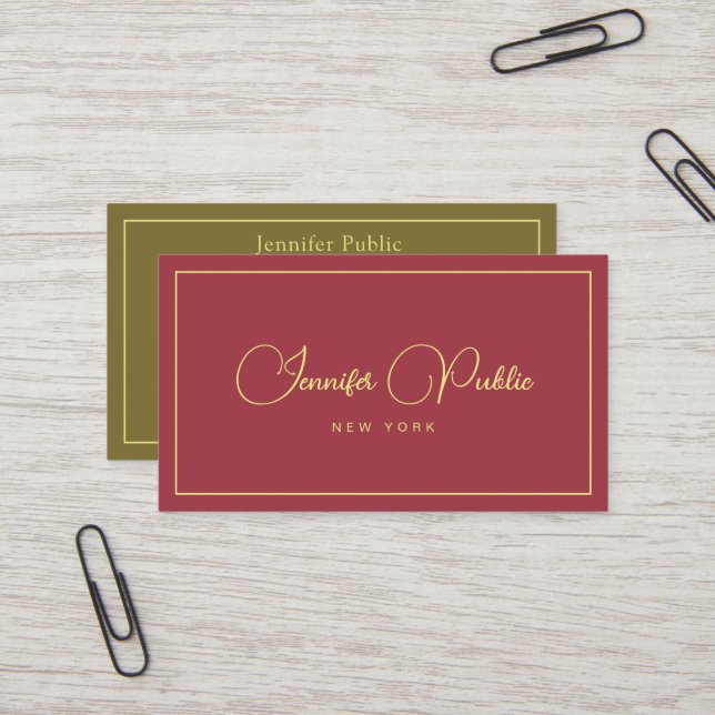 Carte De Visite Votre script élégant professionnel de texte person (Devant/Arrière en situation)