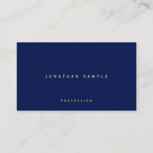 Carte De Visite Votre texte couleur or personnalisé Luxe bleu épai