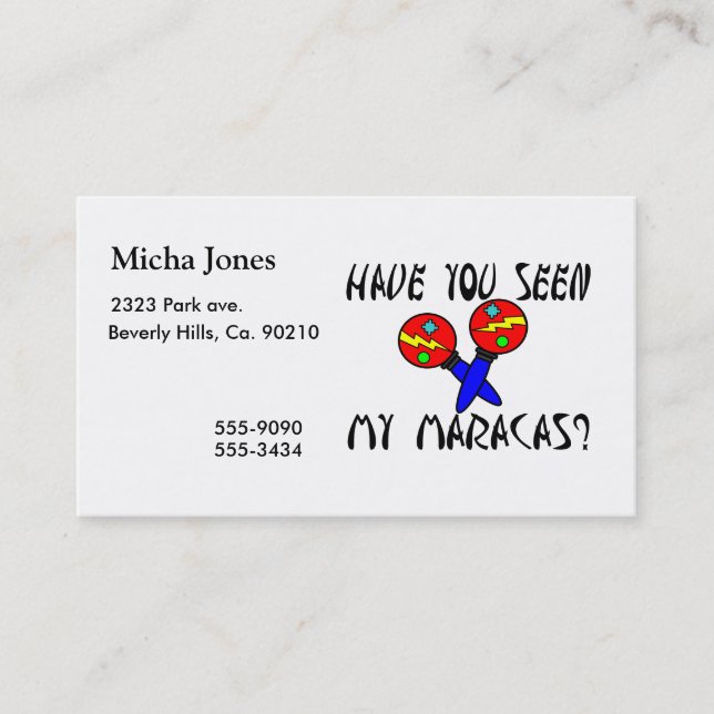 Carte De Visite Vous avez vus mes maracas (Devant)