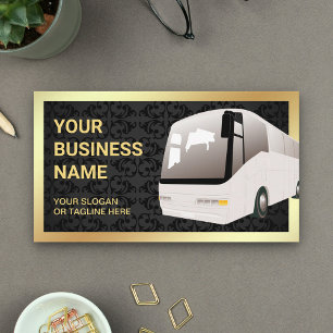 Carte De Visite Voyagiste Autobus de Tourisme en Damassé Noir