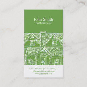 Carte De Visite Vrai agent immobilier professionnel vert élégant