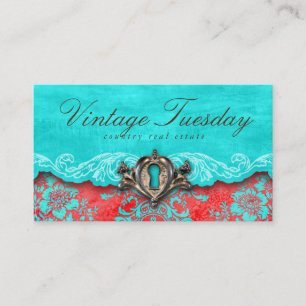 Carte De Visite Vraie serrure VINTAGE d'antiquité d'agent