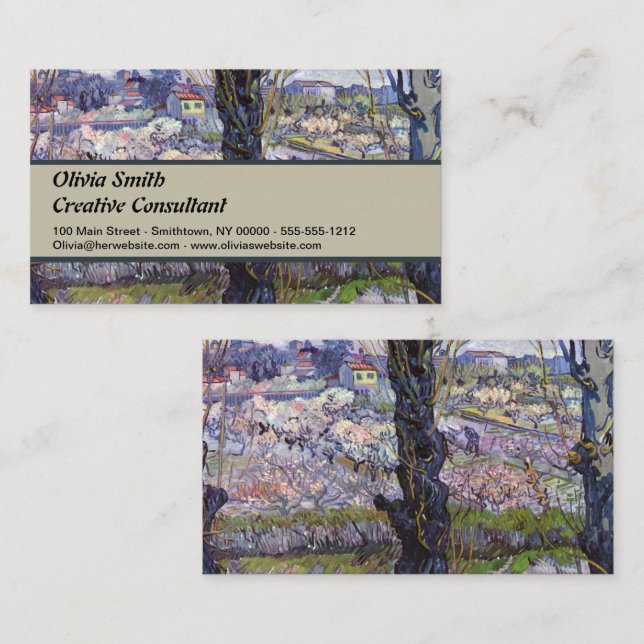 Carte De Visite Vue de Gogh Arles Jardin en fleurs (Devant / Derrière)