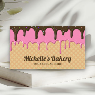Carte De Visite Waffle Pink Frosting Dristing Pâtisserie Chef boul