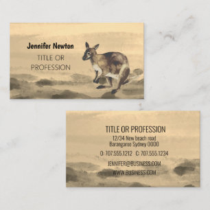 Carte De Visite Wallaby peint avec des tons sépia aquarelle