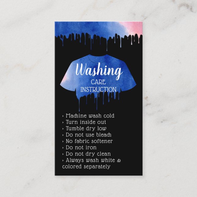 Carte De Visite Washing Care Instruction black (Devant)