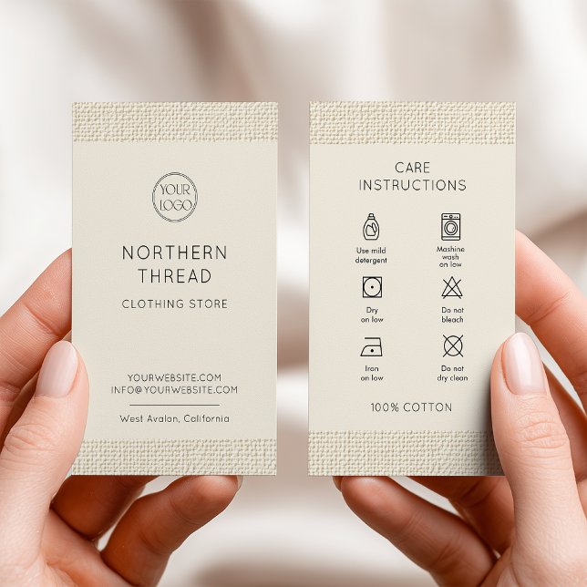 Carte De Visite Washing Care Instructions Logo Clothing (Créateur téléchargé)