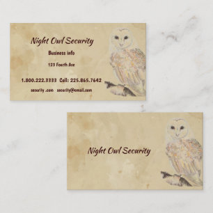 Carte De Visite Watercolor Barn Owl Security Business