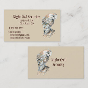 Carte De Visite Watercolor Barn Owl Security Business