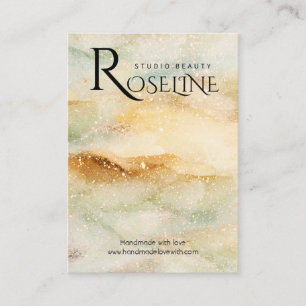 Carte De Visite Watercolor Blue gold glitter jewlery Display