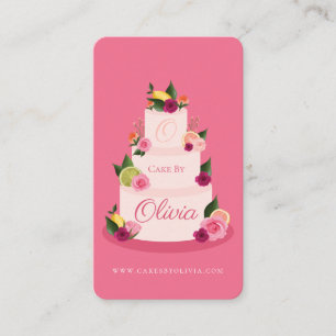Carte De Visite Watercolor Citus Floral 3 Tier Cake Cake Bakery