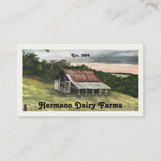 Carte De Visite Watercolor Country Barn Scene