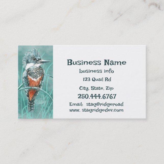 Carte De Visite Watercolor Kingfisher Fishing Tours Business Logo (Devant)