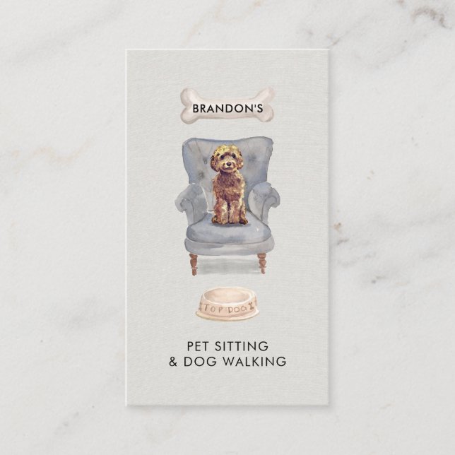 Carte De Visite Watercolor Pet Sitter Dog Walker (Devant)