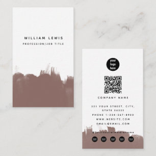Carte De Visite Watercolor Terracotta Brown QR Code Social Media