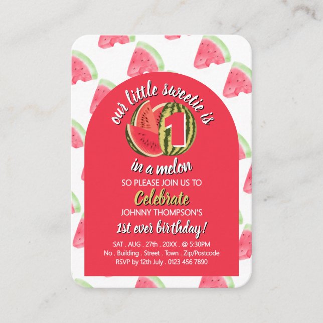 Carte De Visite Watermelon, 1 in a Melon, Anniversaire (Devant)