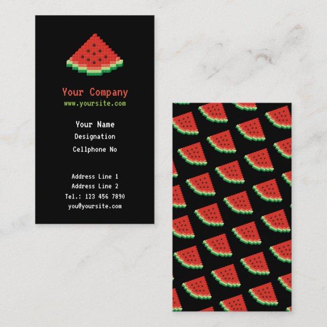 Carte De Visite Watermelon Pixel Art Vertical (Devant / Derrière)