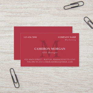 Carte De Visite Watermelon Red Monogramme Professionnel
