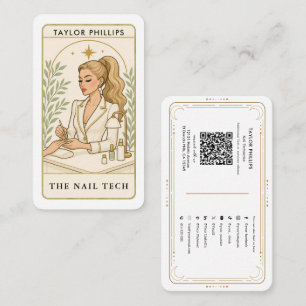 Carte De Visite Wavy Blonde Nail Tech Tarot médias sociaux QR