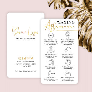 Carte De Visite Waxing After Care Guide Blanc & Gold Beauty Bar