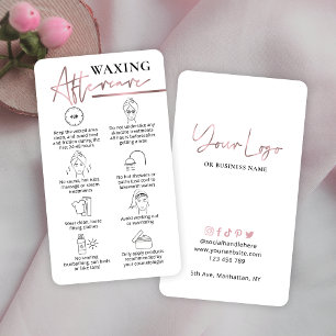 Carte De Visite Waxing After Care Guide Rose Rose Gold Beauté Bar