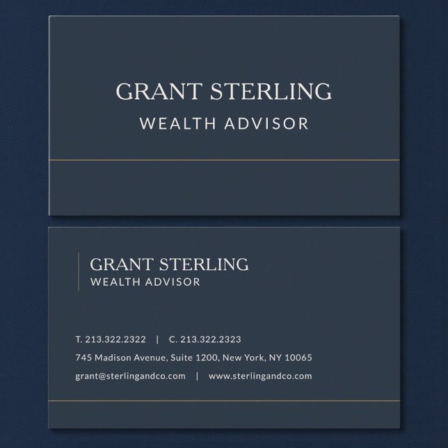 Carte De Visite Wealth Advisor Navy Blue Professional (Créateur téléchargé)