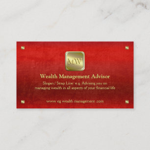 Carte De Visite Wealth Advisor, plaque d'identification or, look c
