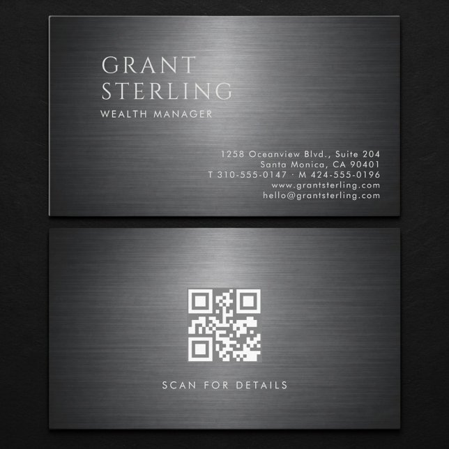 Carte De Visite Wealth Manager Metallic QR Code (Créateur téléchargé)