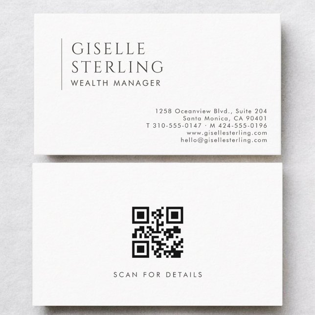Carte De Visite Wealth Manager Modern Professional QR Code (Créateur téléchargé)