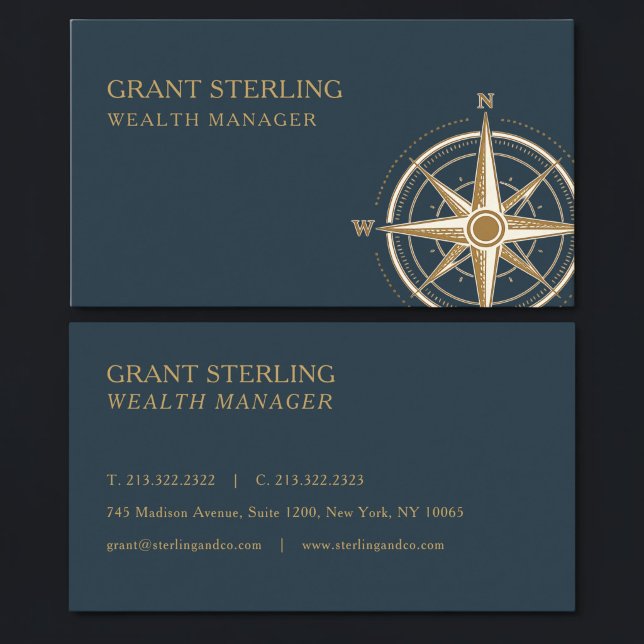 Carte De Visite Wealth Manager Nautical Compass Professional (Créateur téléchargé)