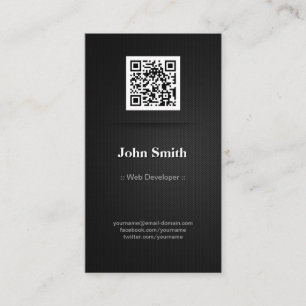 Carte De Visite Web Developer - Elegant Black QR Code