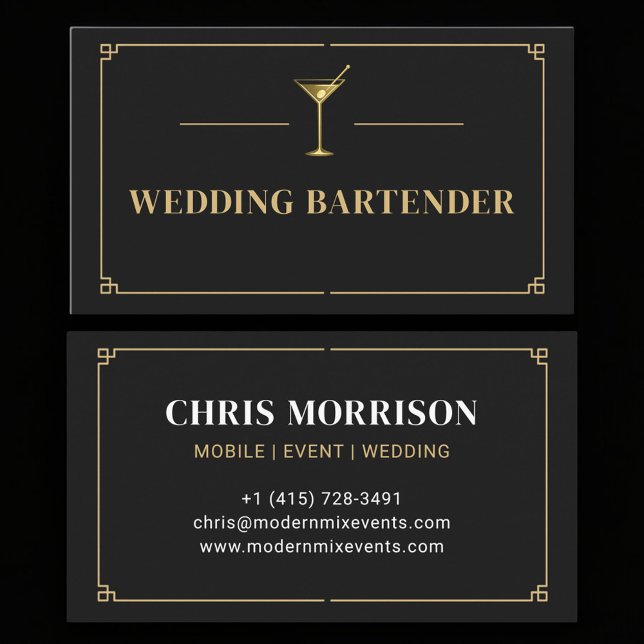 Carte De Visite Wedding Bartender Professional (Créateur téléchargé)