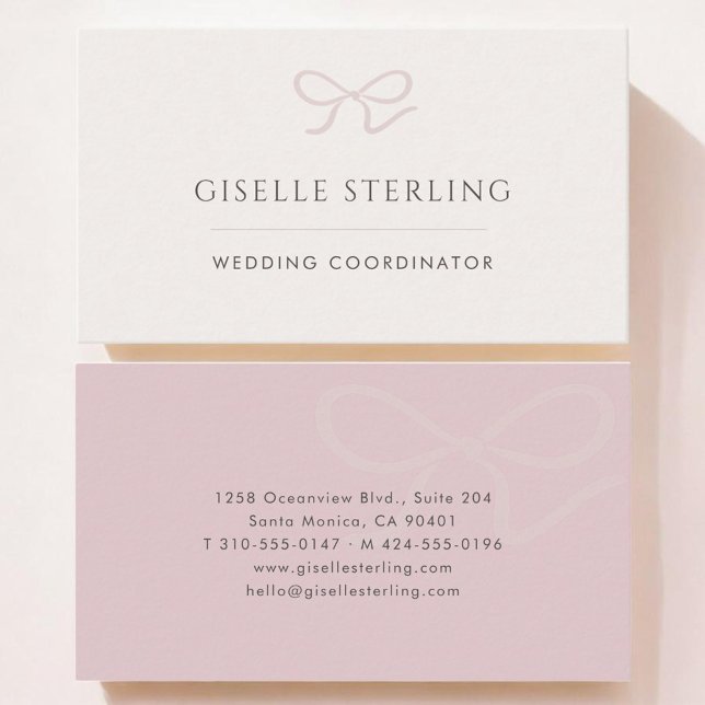Carte De Visite Wedding Coordinator Pink Bow (Créateur téléchargé)