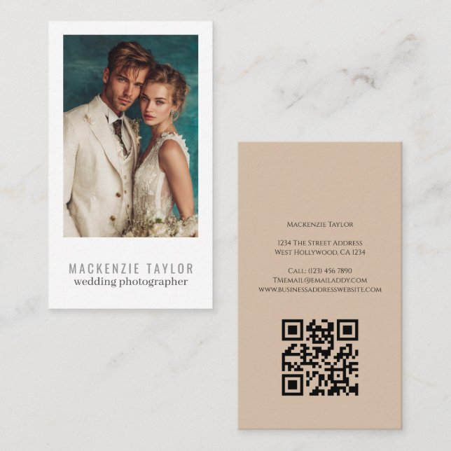 Carte De Visite Wedding Photographer Photo Personalized QR Code (Devant / Derrière)