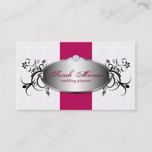 Carte de visite Wedding planner à la florale rose (Devant)