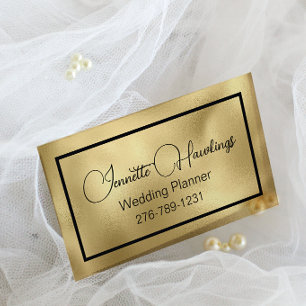 Carte de visite Wedding planner Black and Gold Gla