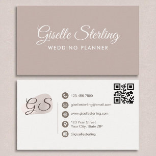 Carte De Visite Wedding planner Blush Mauve Moderne élégant QR Cod
