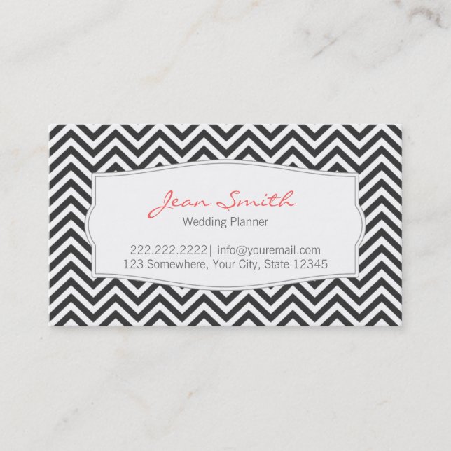 Carte de visite Wedding planner Dark Chevron Strip (Devant)