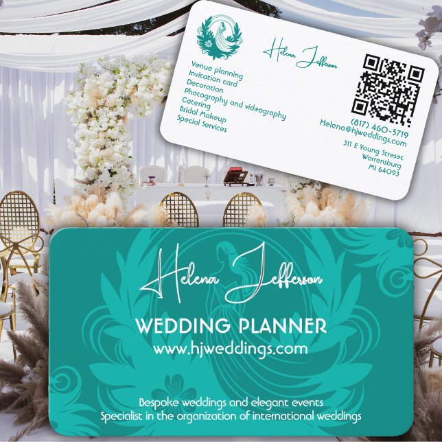 Carte De Visite Wedding planner de logo Motif Turquoise moderne (Créateur téléchargé)