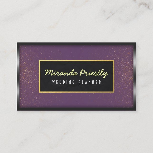 Carte De Visite Wedding planner de Parties scintillant Black Gold  (Devant)